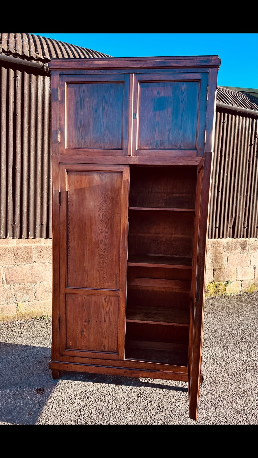 Antique 1920s Pitch Pine Kitchen Larder Pantry Cupboard, Housekeepers Cupboard