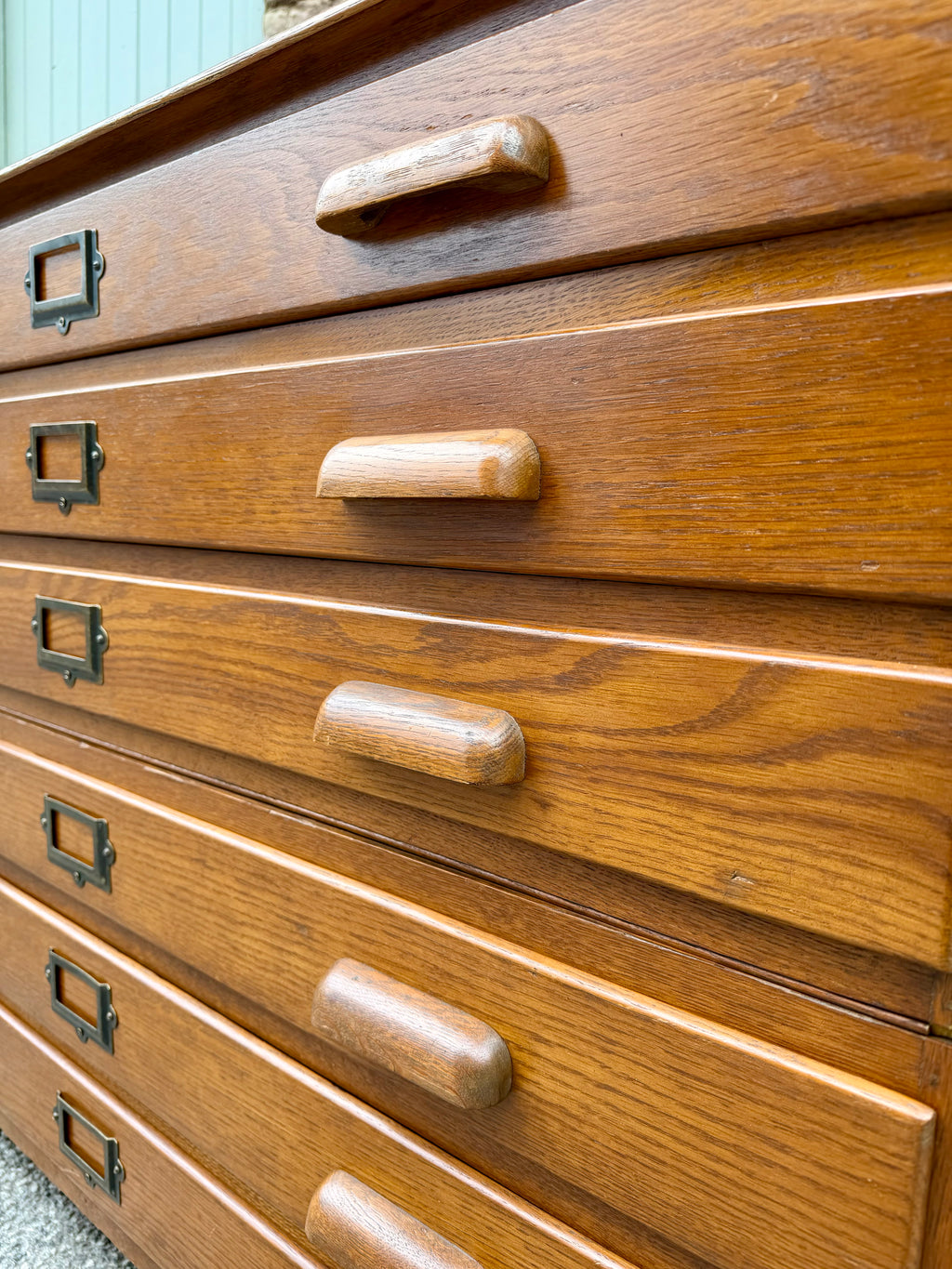 Large Mid Century Oak Architects Plan Chest By Crusader. 6 Drawers, Artist