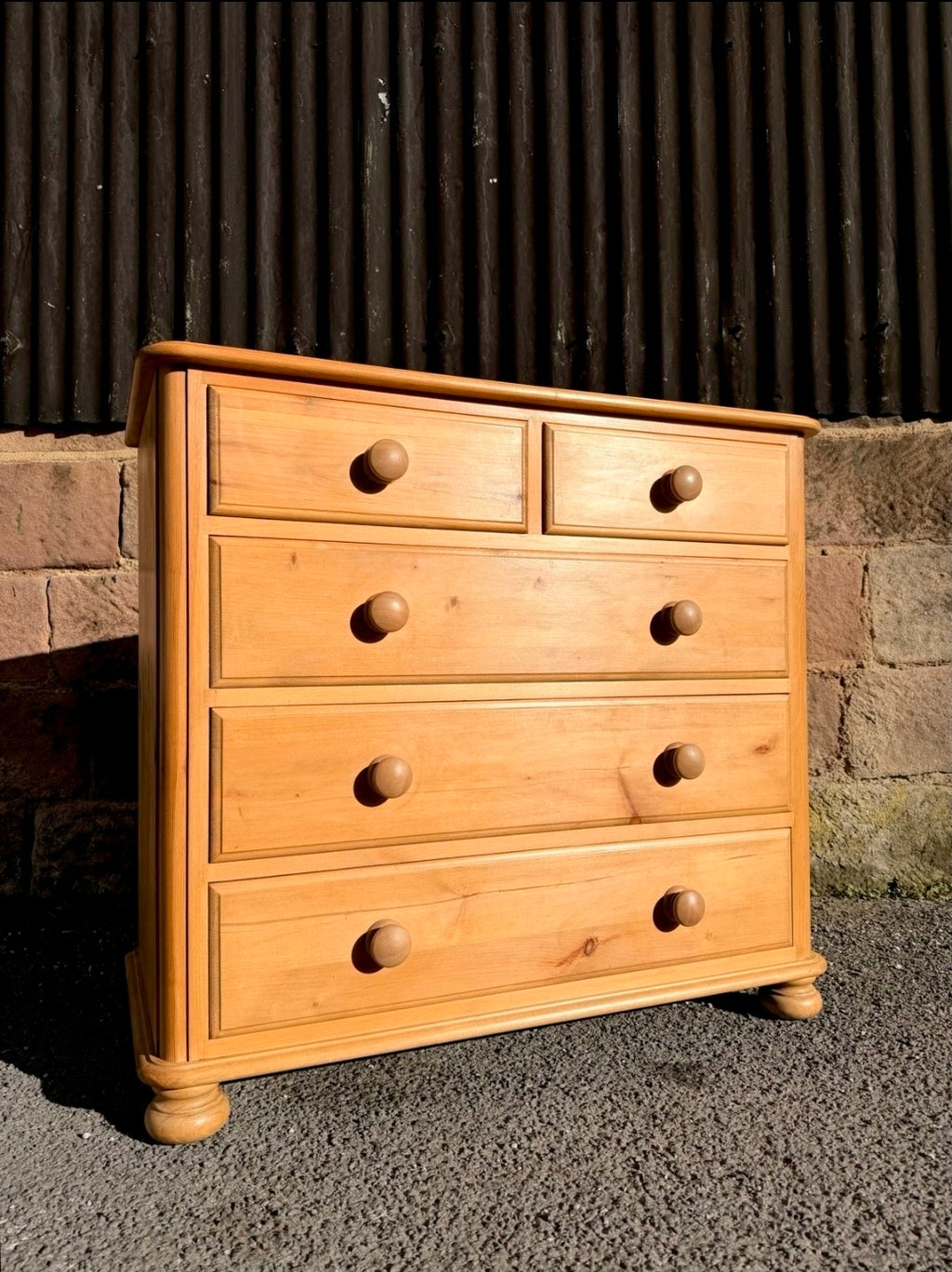 Vintage Pine Small 5 Drawer Chest Of Drawers. Country Cottage, Bedroom, Storage