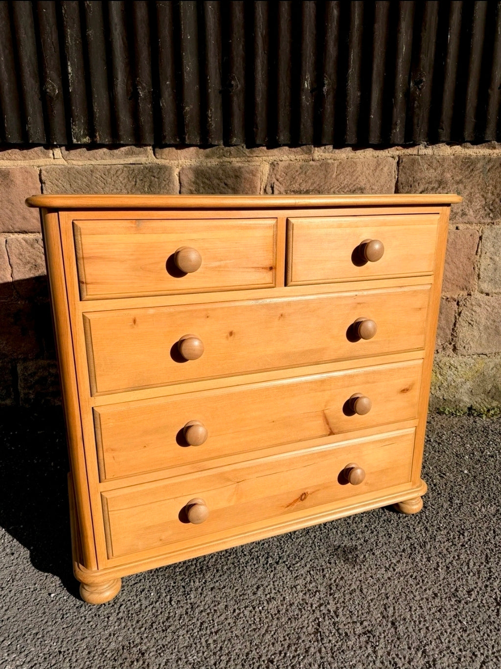 Vintage Pine Small 5 Drawer Chest Of Drawers. Country Cottage, Bedroom, Storage