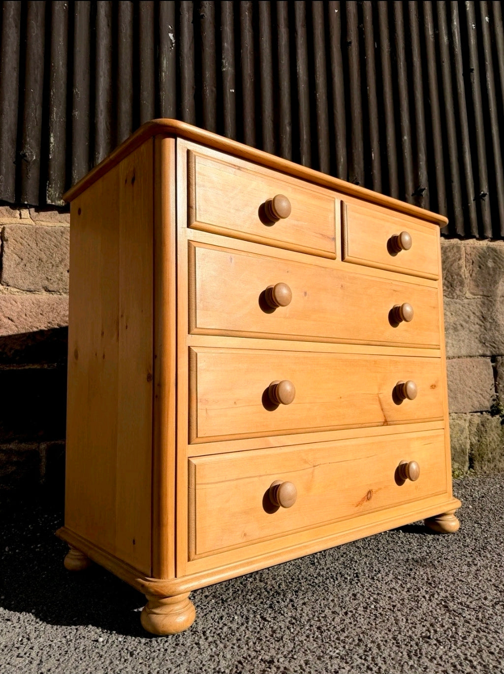 Vintage Pine Small 5 Drawer Chest Of Drawers. Country Cottage, Bedroom, Storage