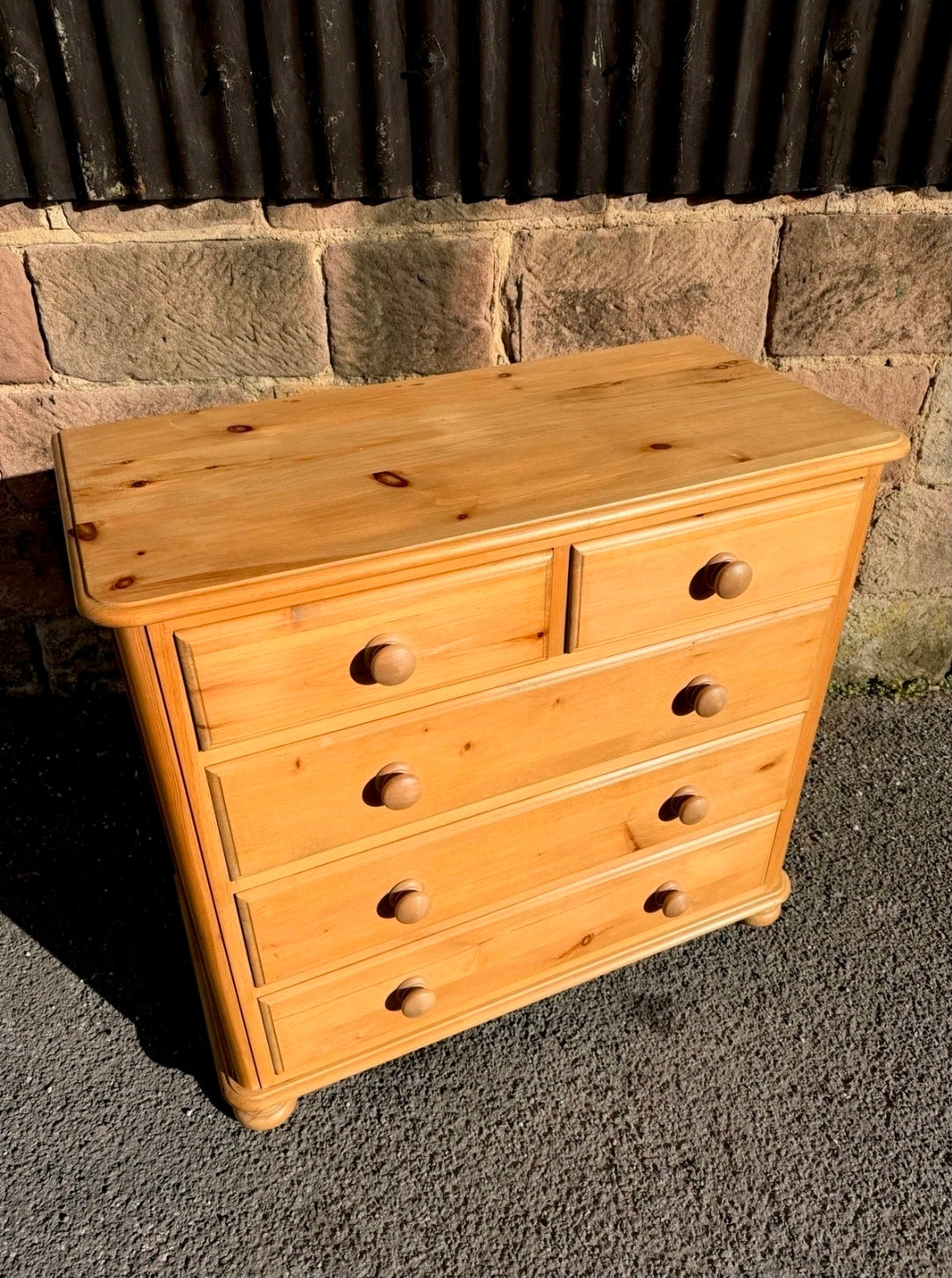 Vintage Pine Small 5 Drawer Chest Of Drawers. Country Cottage, Bedroom, Storage