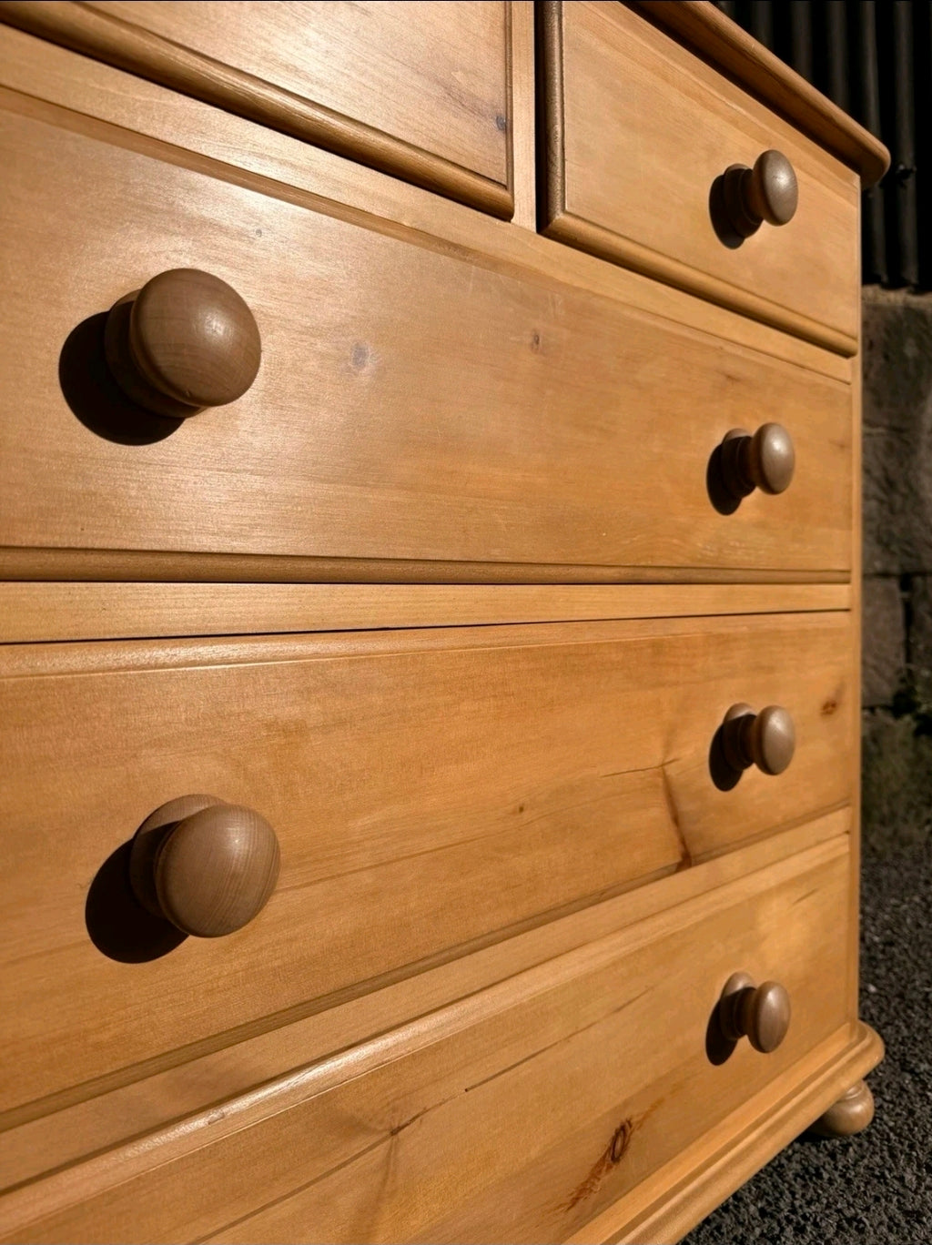 Vintage Pine Small 5 Drawer Chest Of Drawers. Country Cottage, Bedroom, Storage