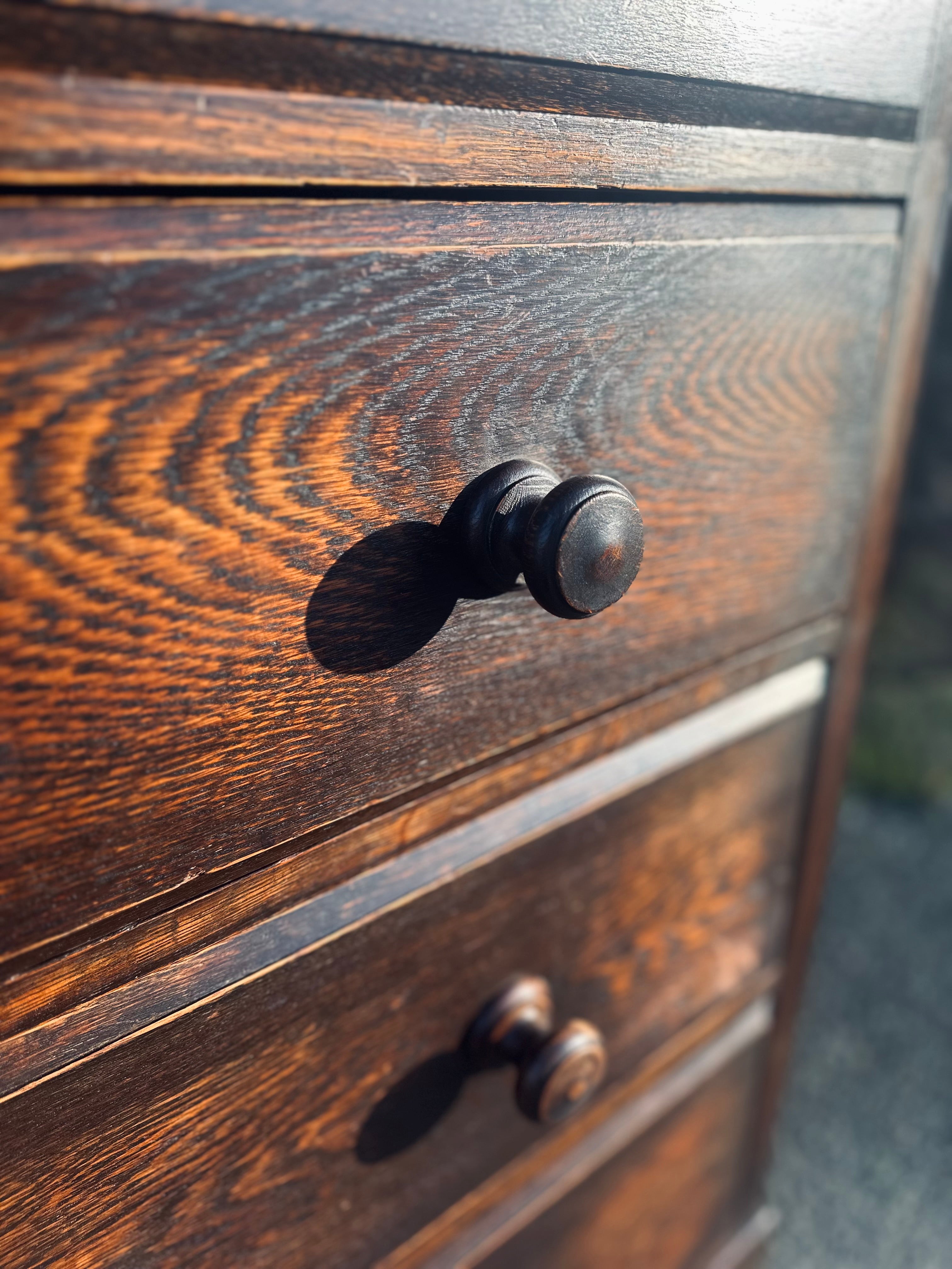 Antique Oak Chest Of Drawers, Edwardian, Original, 5 Drawers, Bedroom, Storage