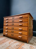 Large Mid Century Oak Architects Plan Chest By Crusader. 6 Drawers, Artist