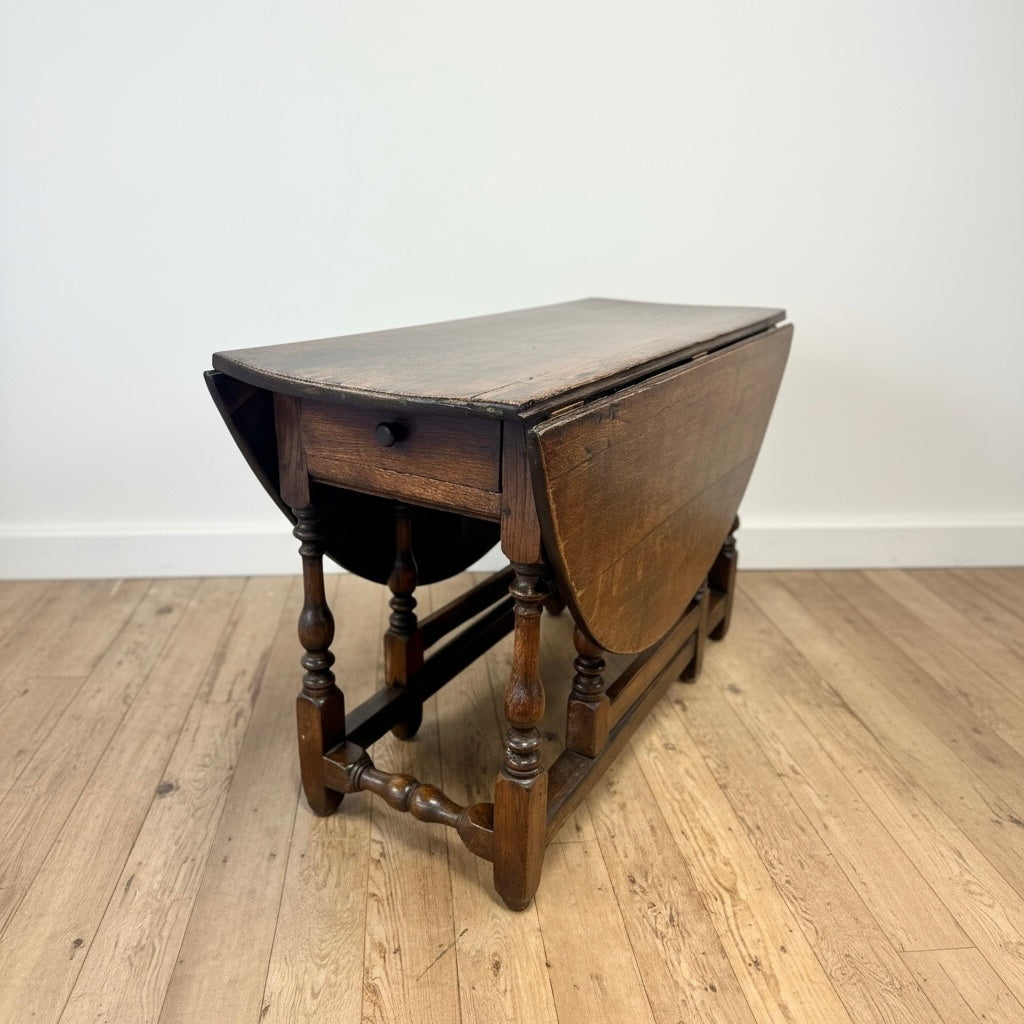 Antique Gate Leg Table, English, Oak, Oval, Extending, Provincial, William III