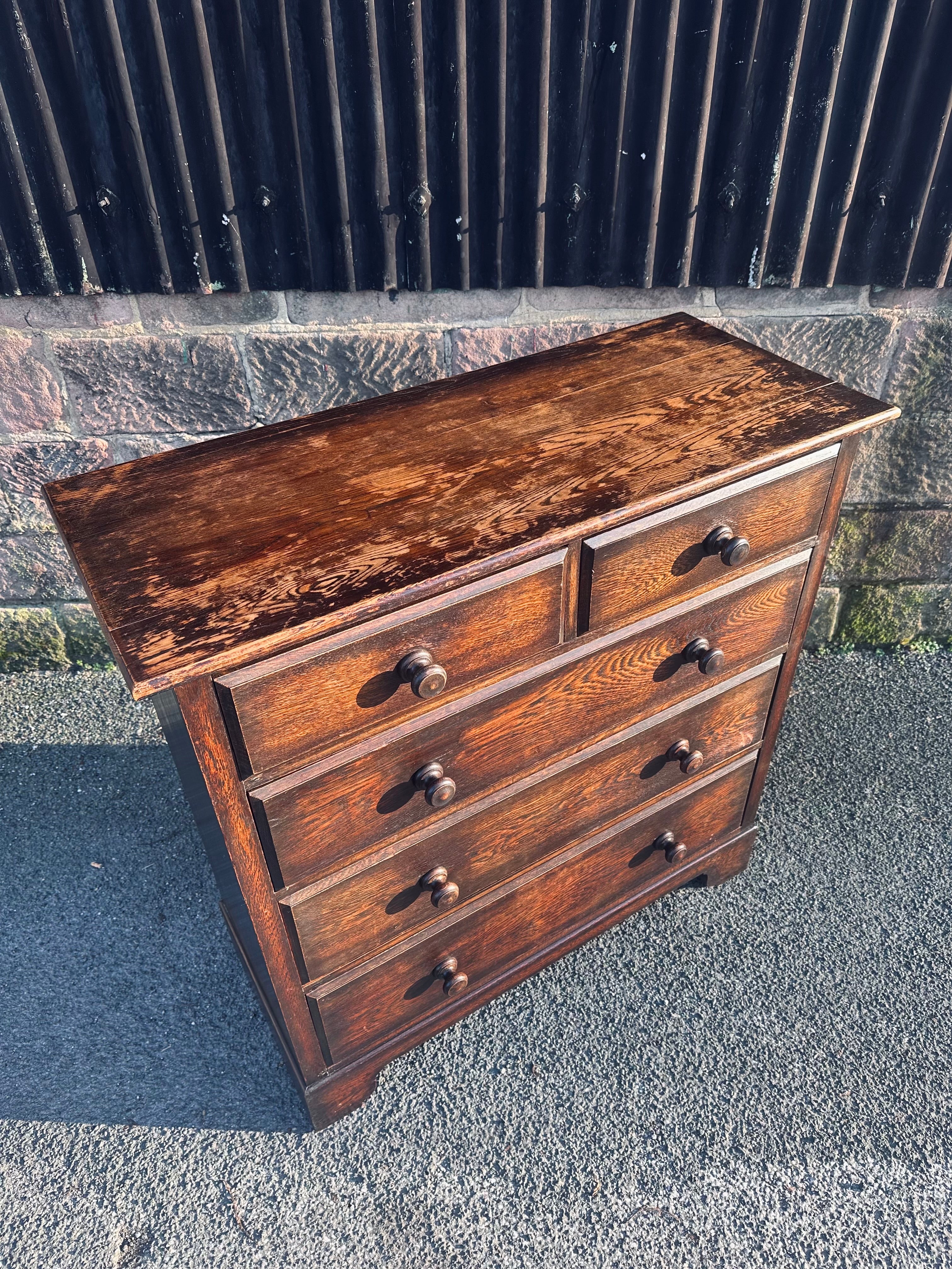 Antique Oak Chest Of Drawers, Edwardian, Original, 5 Drawers, Bedroom, Storage