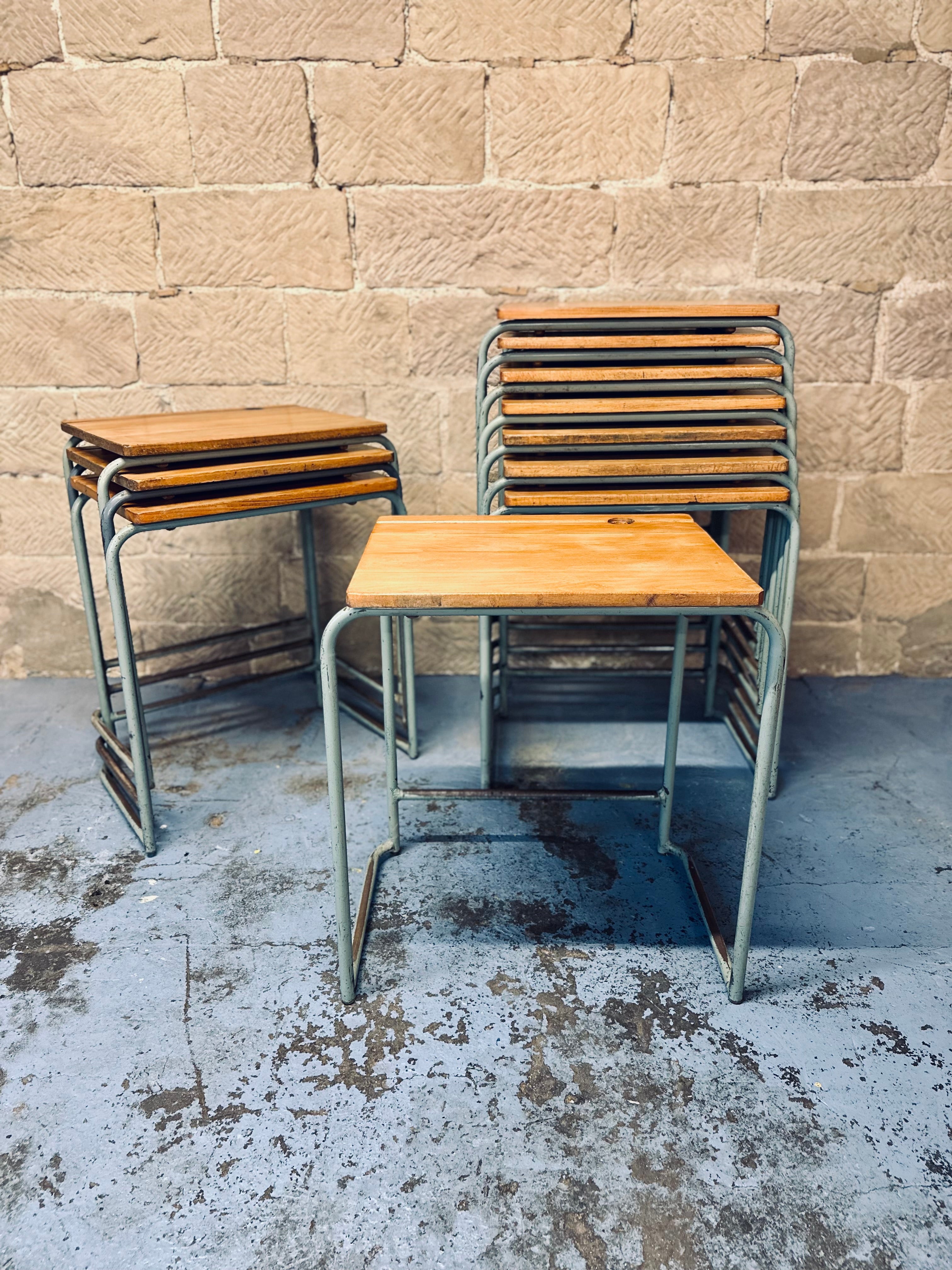 Vintage 1960s Stackable School Desks, Bedside, Office, Laptop Table, Industrial
