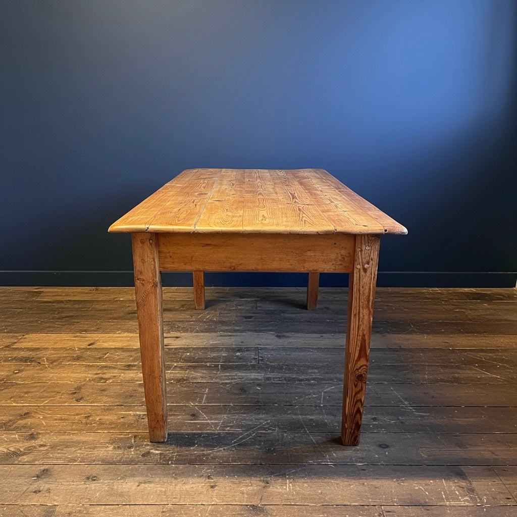 Victorian Farmhouse Pine Table c1900. Country, Kitchen, Dining. 6 Seater. Rustic