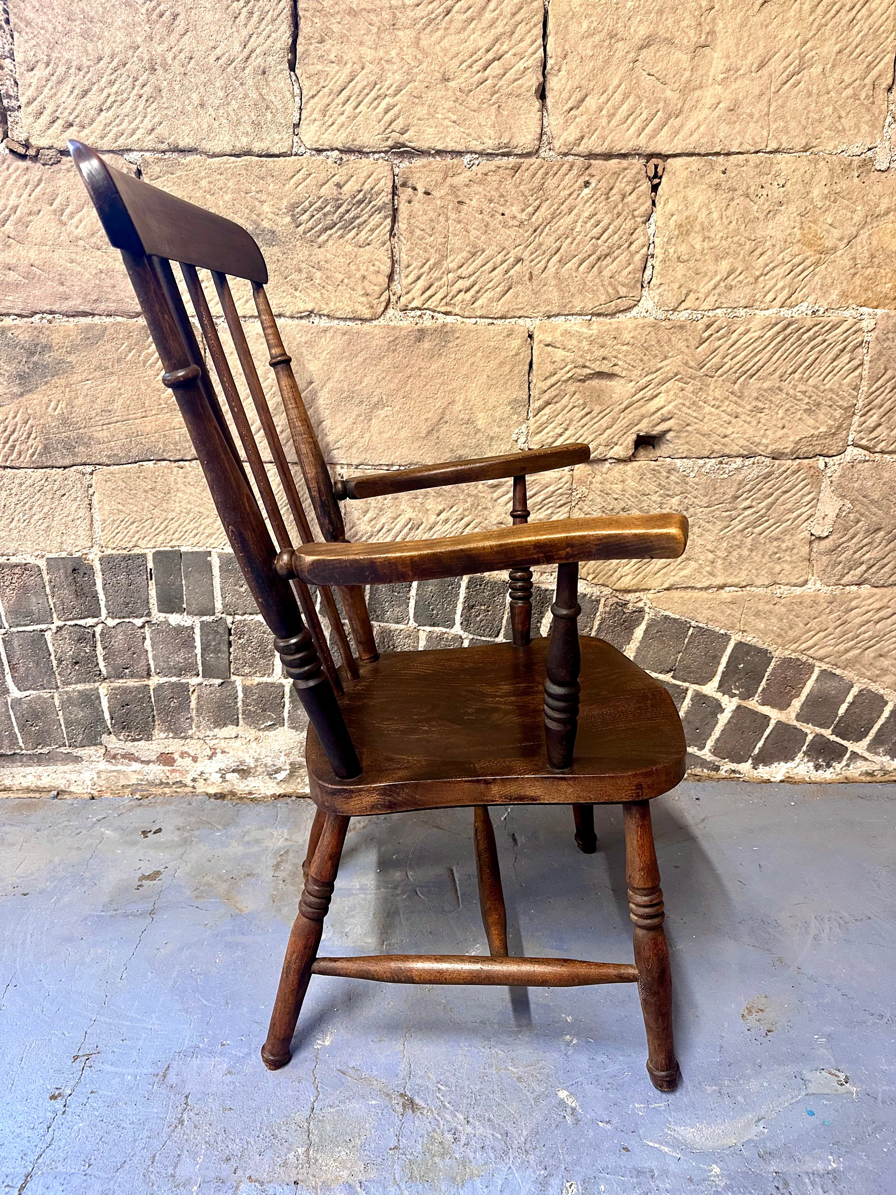 Antique Victorian Spindleback Elm & Beech Farmhouse Chair. Accent, Occasional