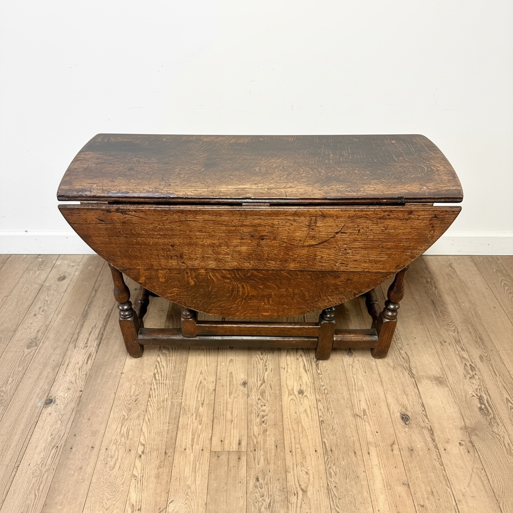 Antique Gate Leg Table, English, Oak, Oval, Extending, Provincial, William III