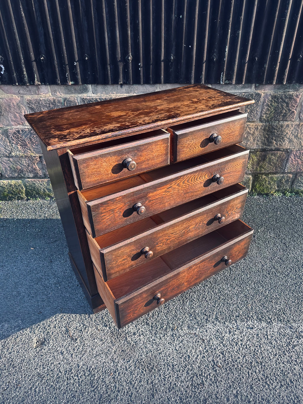 Antique Oak Chest Of Drawers, Edwardian, Original, 5 Drawers, Bedroom, Storage