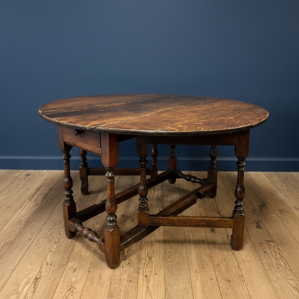 Antique Gate Leg Table, English, Oak, Oval, Extending, Provincial, William III