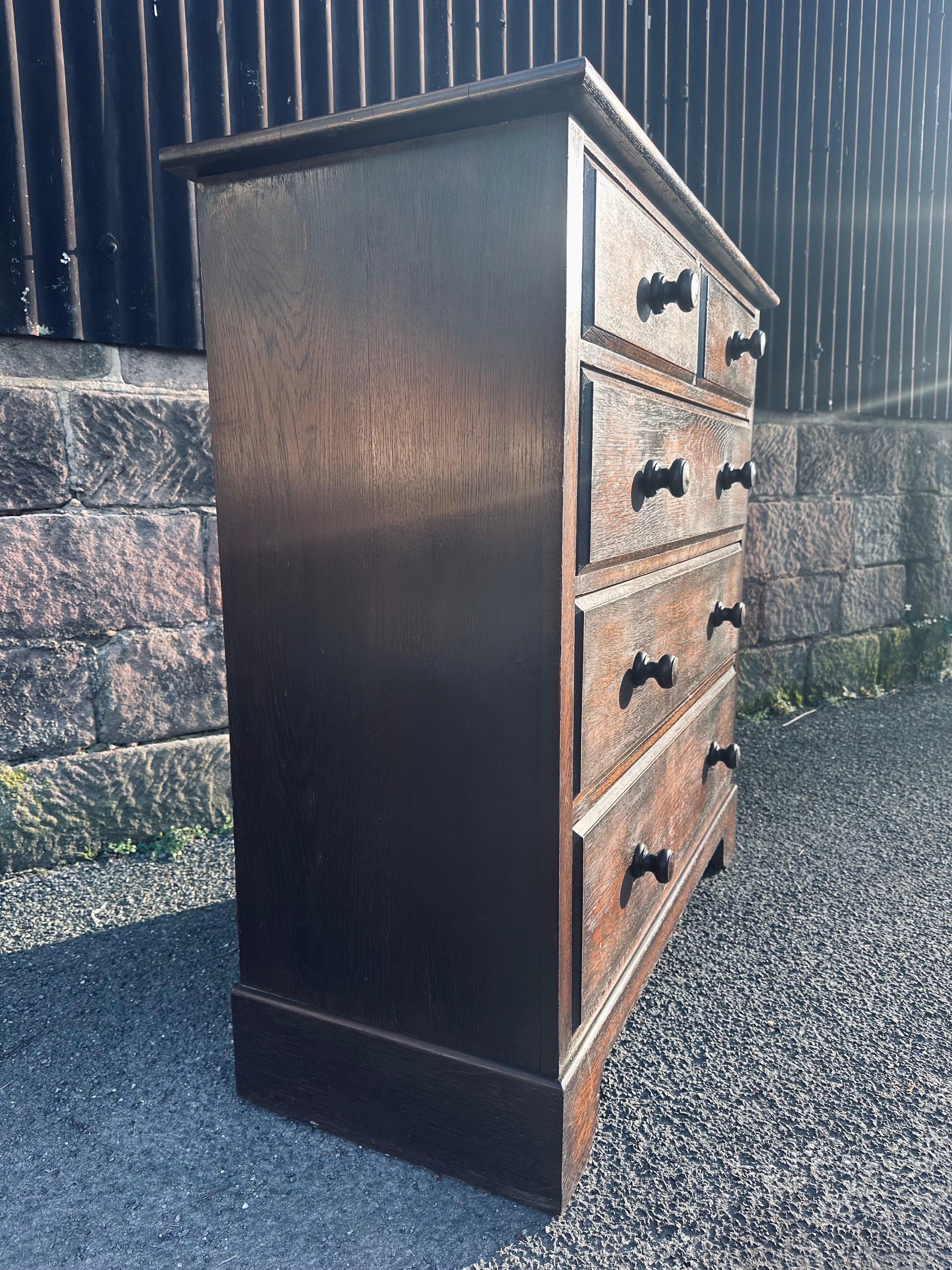 Antique Oak Chest Of Drawers, Edwardian, Original, 5 Drawers, Bedroom, Storage