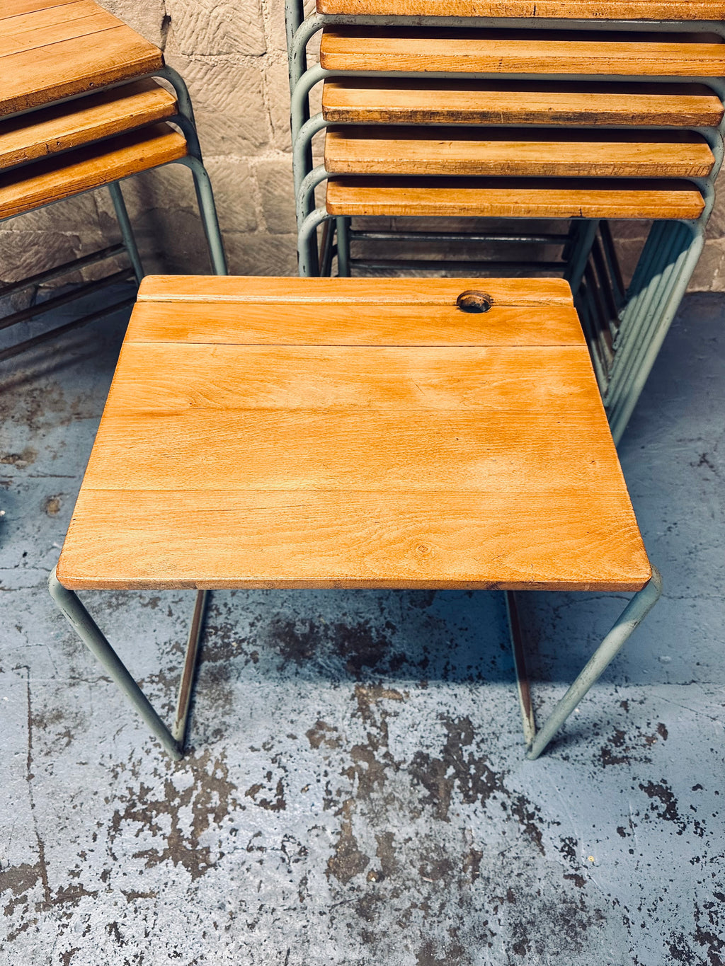 Vintage 1960s Stackable School Desks, Bedside, Office, Laptop Table, Industrial