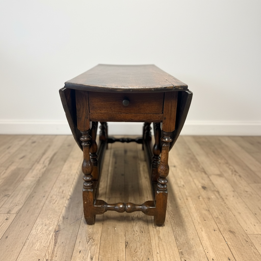 Antique Gate Leg Table, English, Oak, Oval, Extending, Provincial, William III