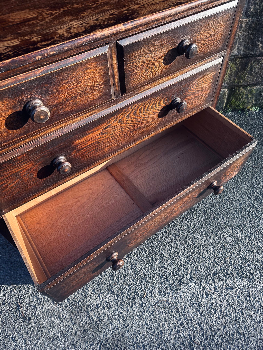 Antique Oak Chest Of Drawers, Edwardian, Original, 5 Drawers, Bedroom, Storage