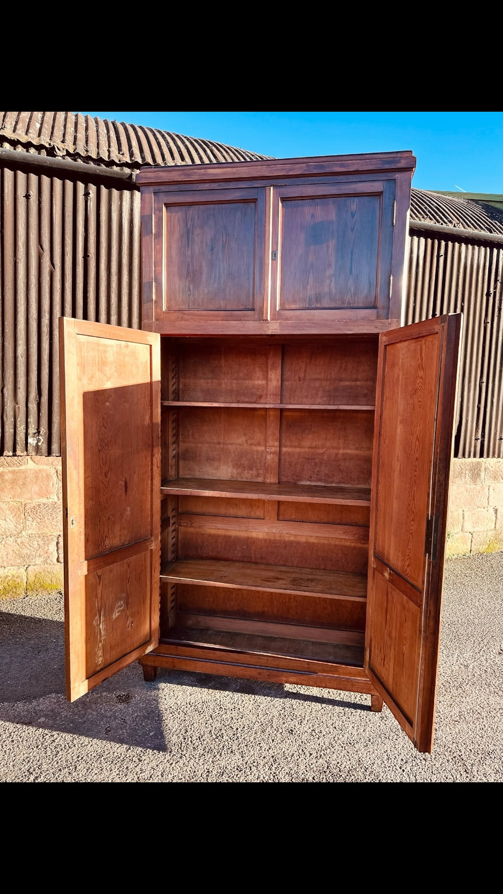 Antique 1920s Pitch Pine Kitchen Larder Pantry Cupboard, Housekeepers Cupboard