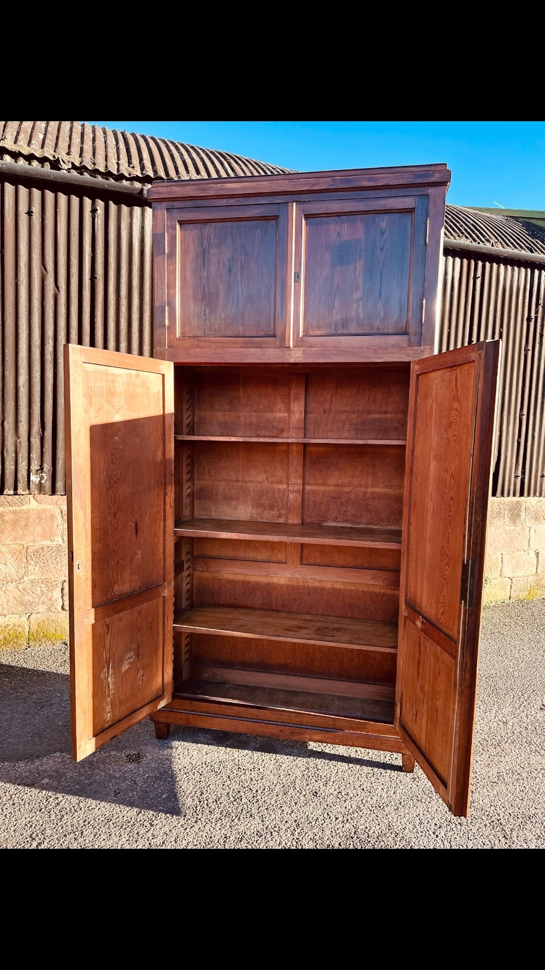 Antique 1920s Pitch Pine Kitchen Larder Pantry Cupboard, Housekeepers Cupboard