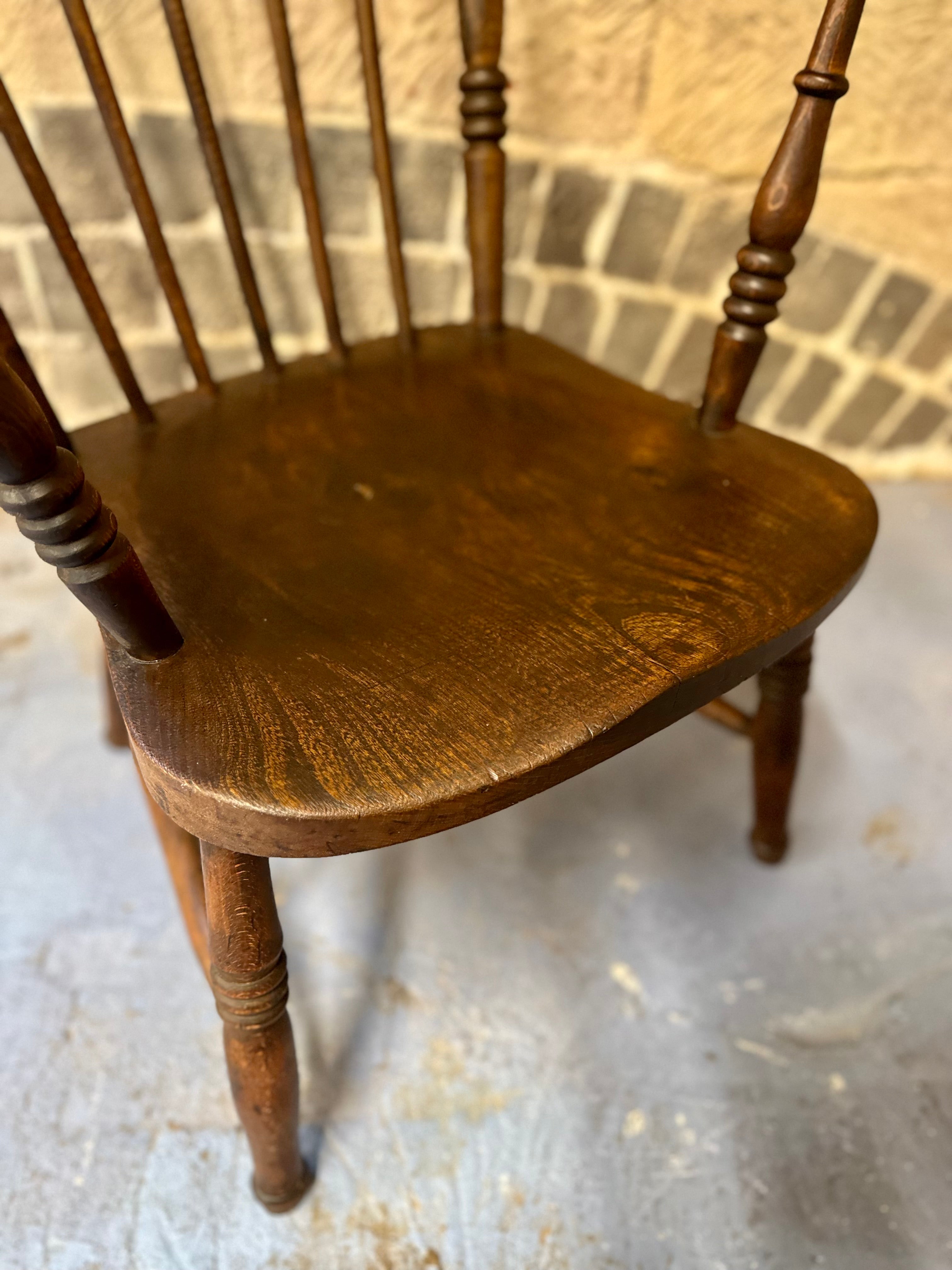 Antique Victorian Spindleback Elm & Beech Farmhouse Chair. Accent, Occasional