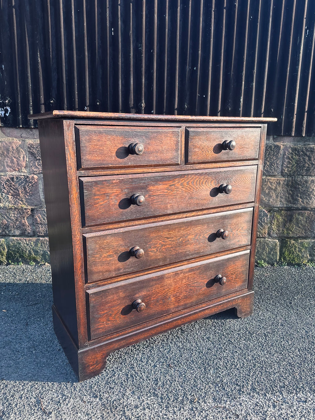 Antique Oak Chest Of Drawers, Edwardian, Original, 5 Drawers, Bedroom, Storage