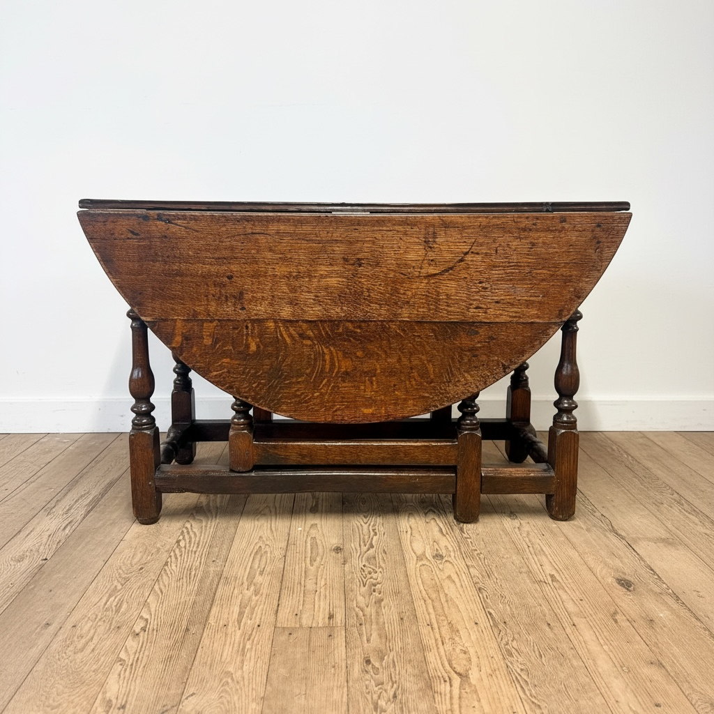 Antique Gate Leg Table, English, Oak, Oval, Extending, Provincial, William III
