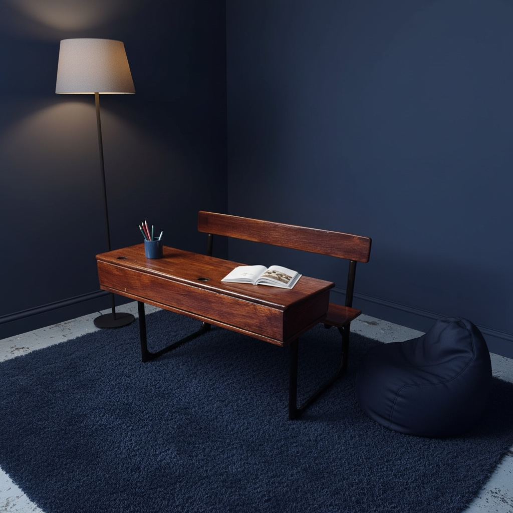 Antique Double School Desk. Oak & Cast Iron. Playroom, Kids Workspace, Orginal