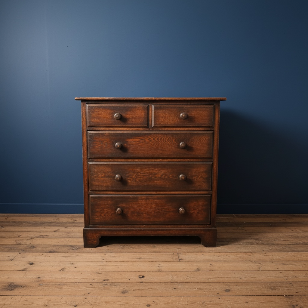 Antique Oak Chest Of Drawers, Edwardian, Original, 5 Drawers, Bedroom, Storage