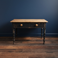 Antique French Oak Top Table. 2 Drawers. Kitchen, Dining, Original Paint