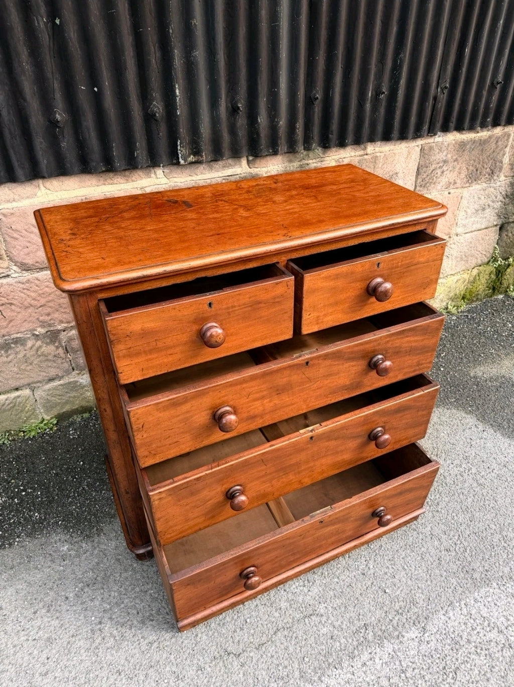 Antique Mahogany Chest Of Drawers, Victorian Original, 5 Drawers, Bedroom