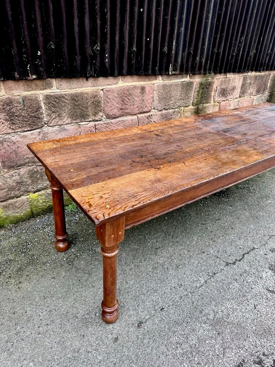 Large Oak Refectory Farmhouse Table. 19th Century, Rustic. 10 Seater. 8ft