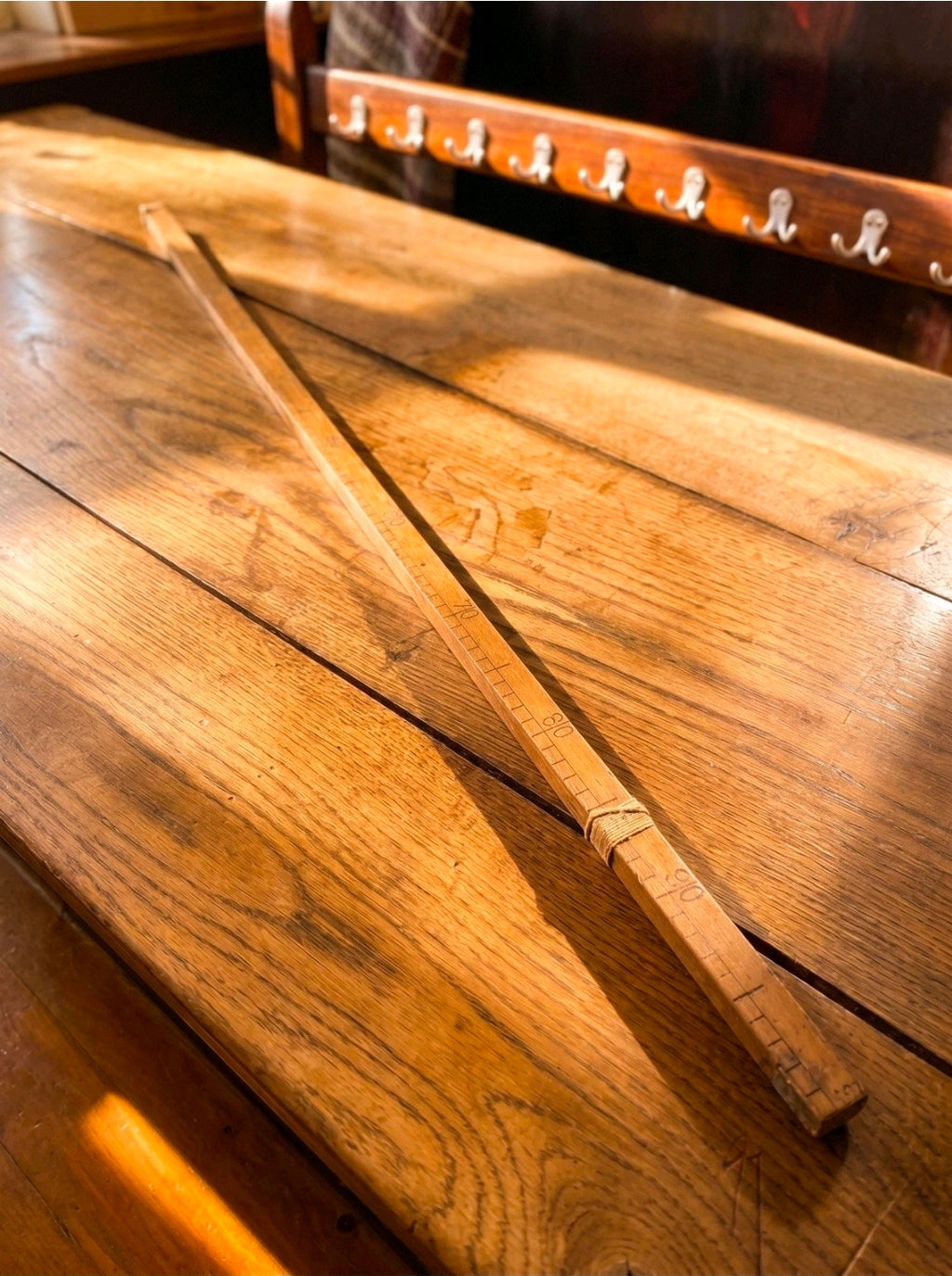 Vintage Mid Century Italian Beech Wood Meter Rule