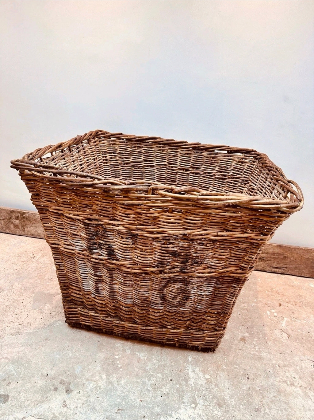 Huge Victorian Textile Mill Basket. Wicker Basket, Laundry,Log Basket, Film Prop