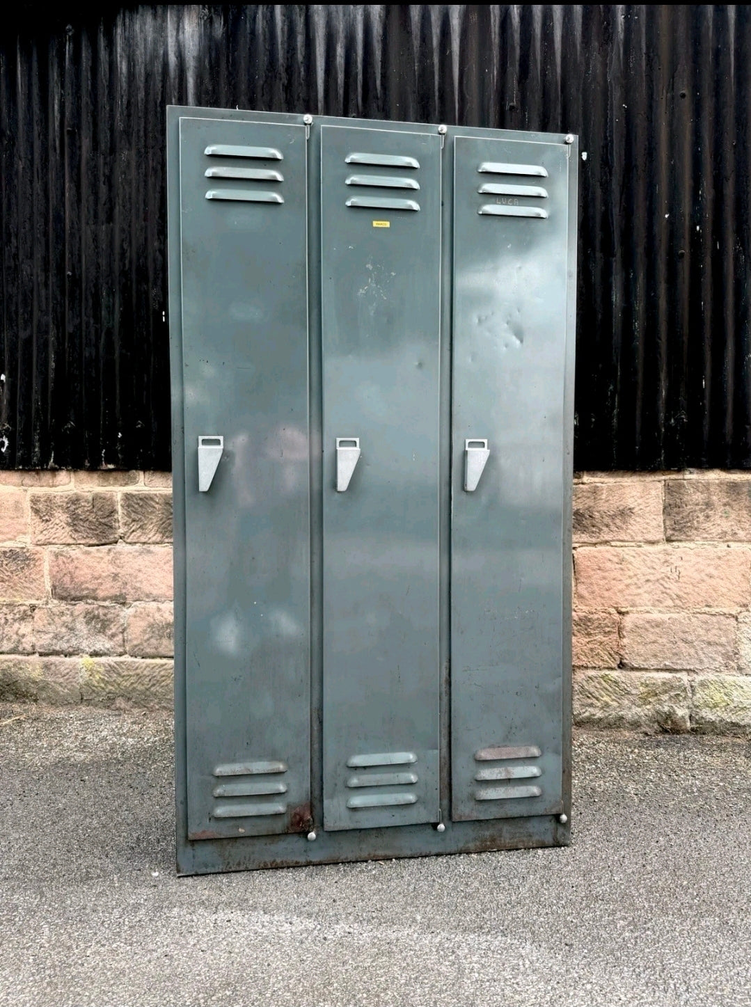 Vintage 1950s Italian Steel Lockers,3 Door,Hallway,Industrial,Storage,Original