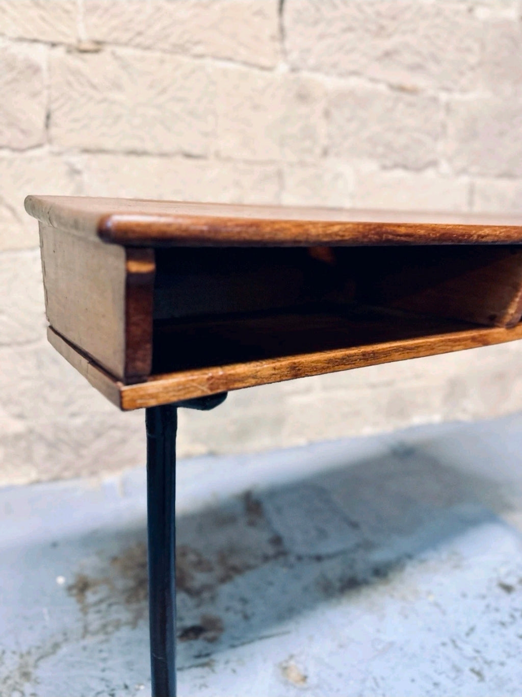 Antique Double School Desk. Oak & Cast Iron. Playroom, Kids Workspace, Orginal