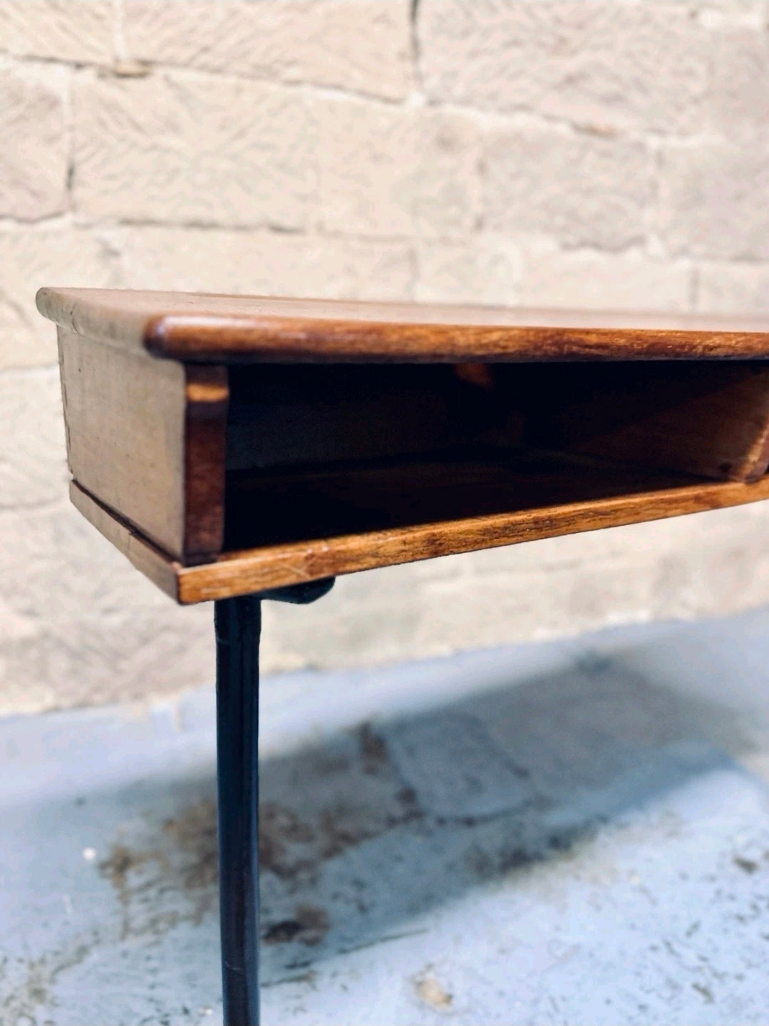 Antique Double School Desk. Oak & Cast Iron. Playroom, Kids Workspace, Orginal