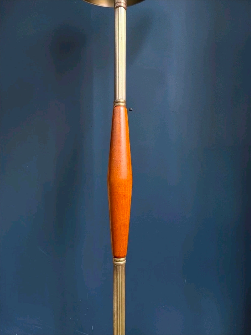 Mid-Century Danish Teak & Brass Floor Lamp, Original, Round Base