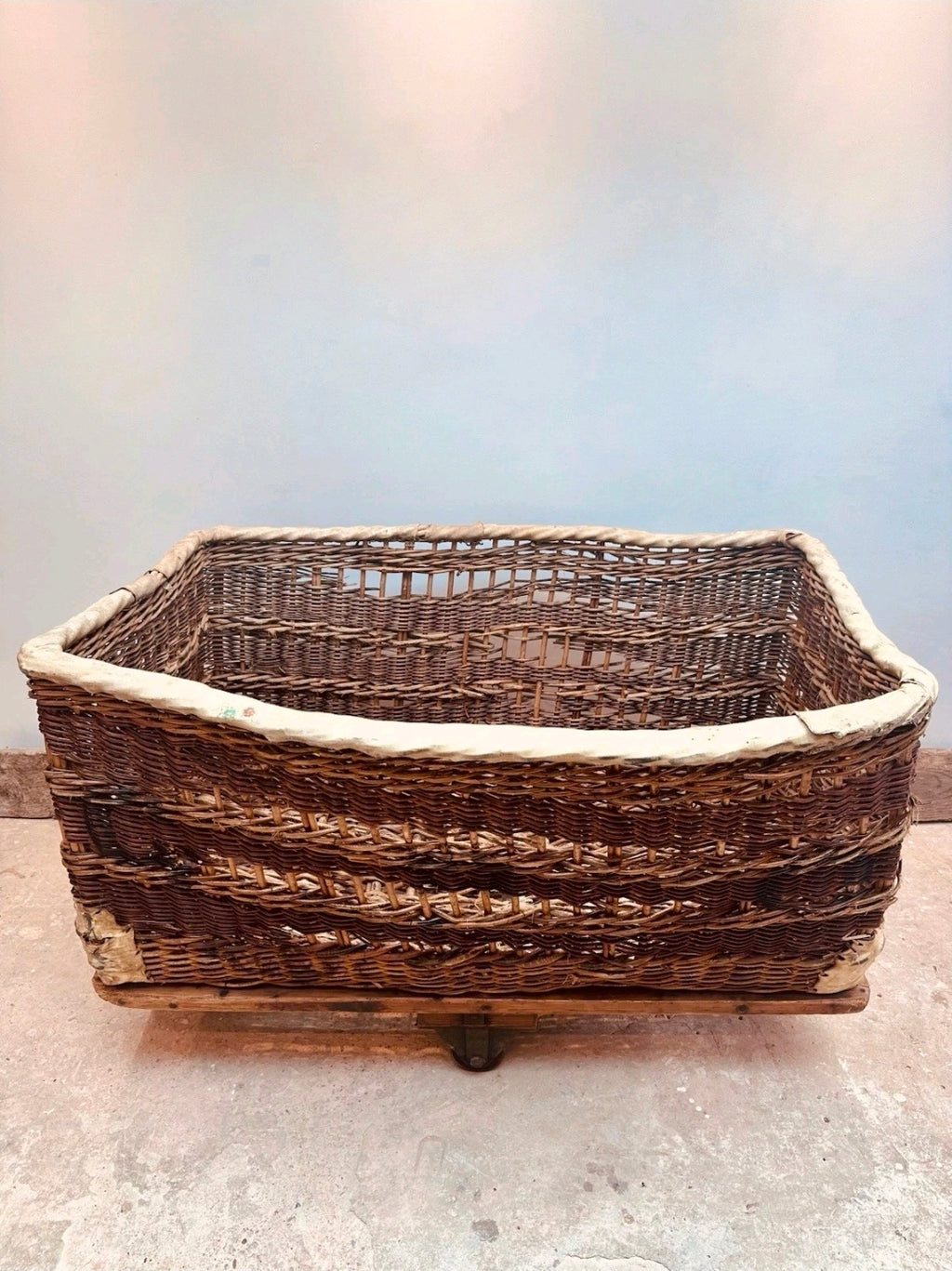 Huge Victorian Textile Mill Basket. Wicker Basket, Laundry,Log Basket, Film Prop