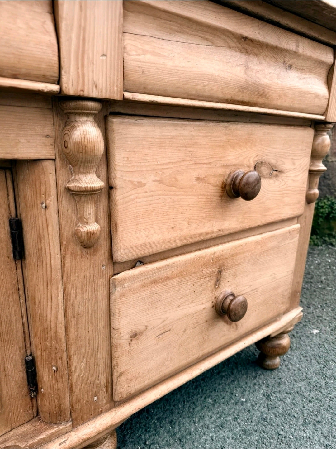 Victorian Lancashire Sideboard c1870, Antique Pine, Sycamore Top, Dresser