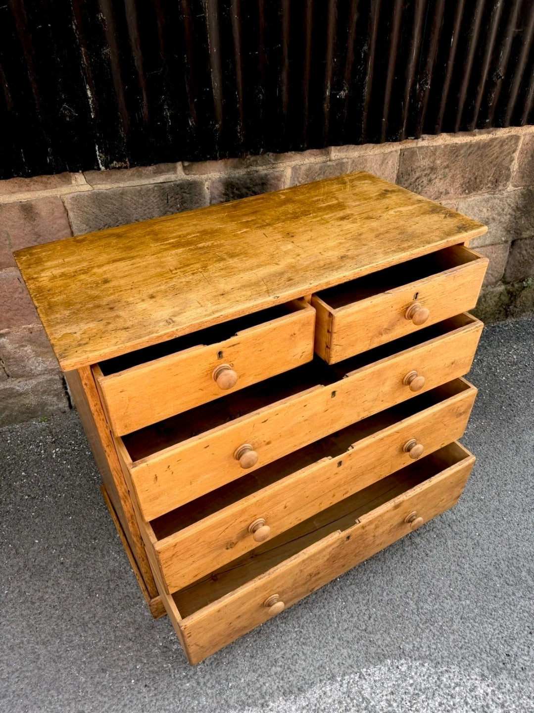 Large Victorian Pine Chest Of Drawers 2 Over 3, Country Farmhouse, Bedroom