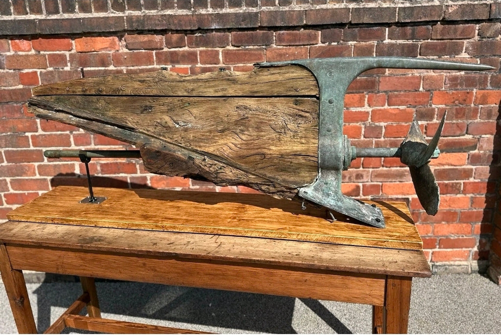Antique Boat Propeller & Keel on Display Base and Stand. Table Decoration. 1915