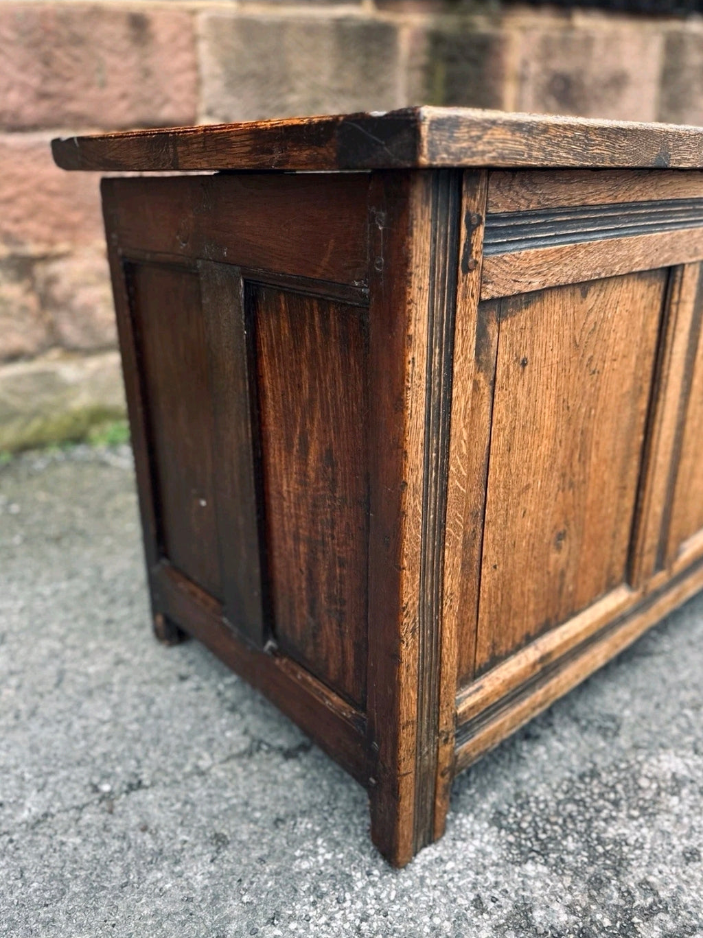 18th Century Solid Oak Blanket Box, Coffee, Chest, Storage. Rustic