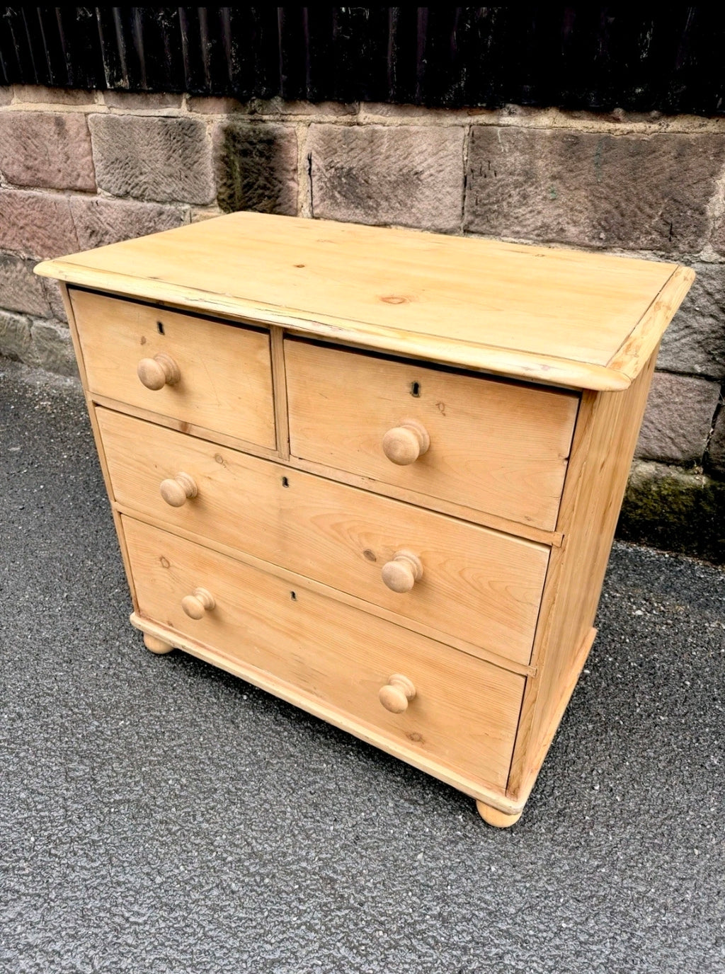 Victorian Stripped Pine Chest Of Drawers 2 Over 2 - Antique Country Farmhouse
