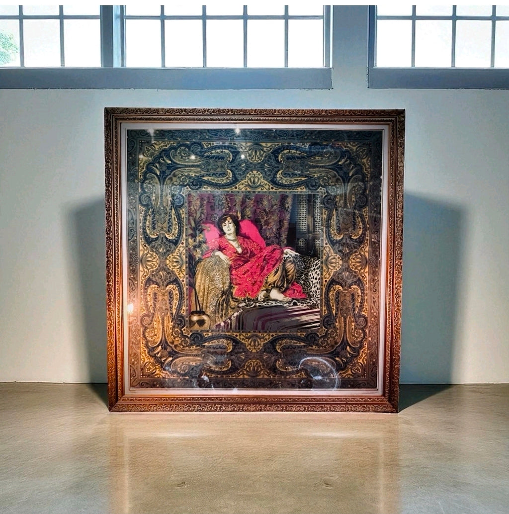 Large Vintage Italian Framed Tapestry. 1930’s 155x159cm.Wall Art, Statement Piece