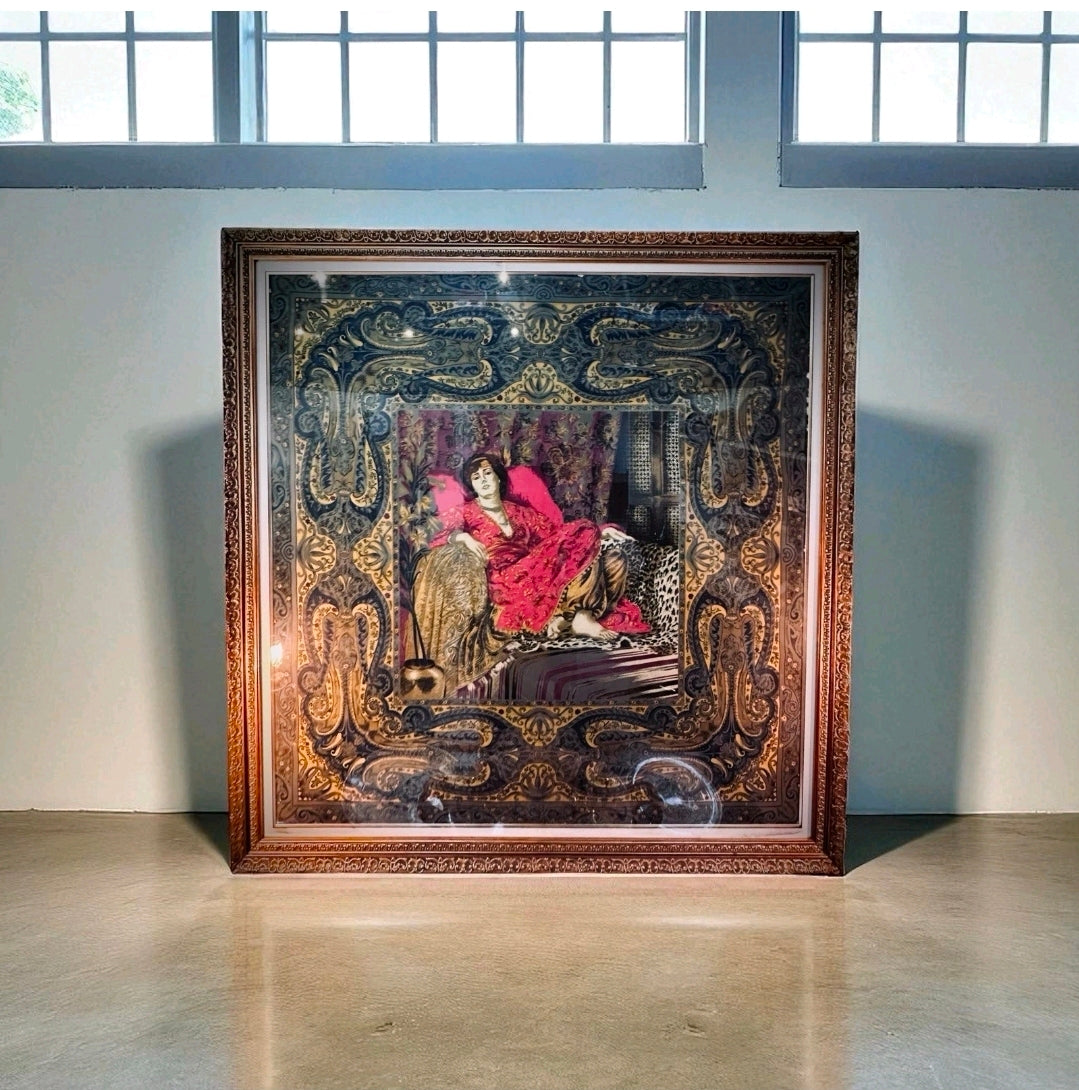 Large Vintage Italian Framed Tapestry. 1930’s 155x159cm.Wall Art, Statement Piece