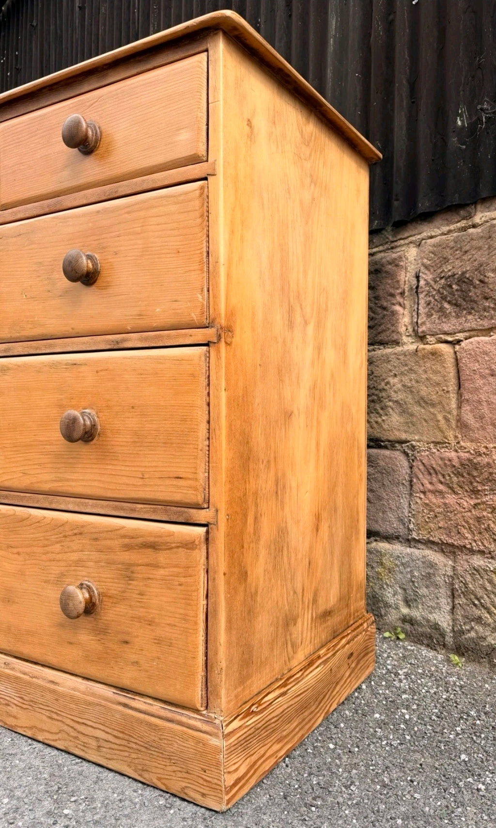 Large Antique Victorian Waxed Pine Chest Of Drawers, Country Farmhouse, Bedroom.