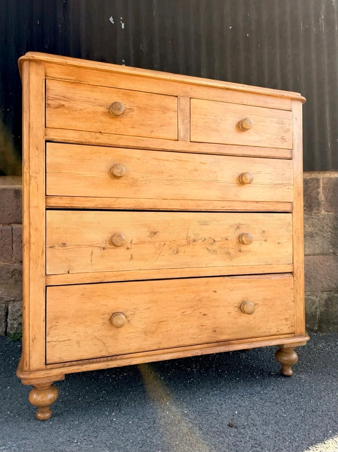 Large Antique Victorian Pine Chest Of Drawers, Country Farmhouse, Bedroom. Tall