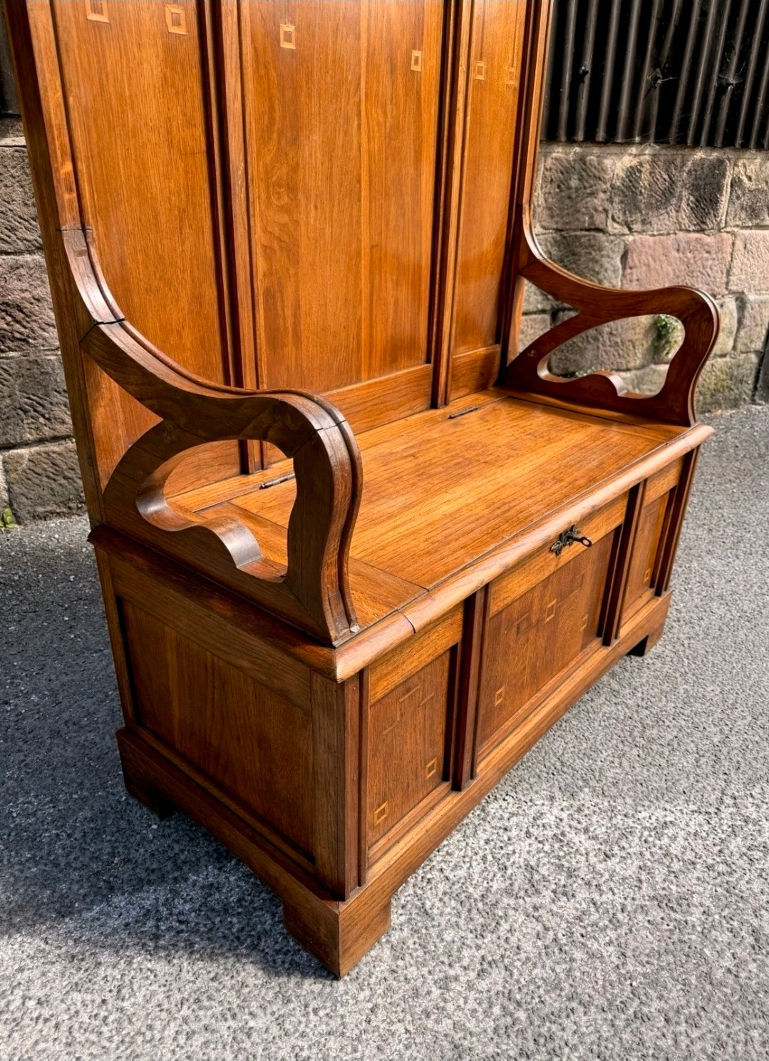 1920s Italian ‘Stile Liberty’ / Art Nouveau Hall Stand, Settle,Hall Seat,Walnut