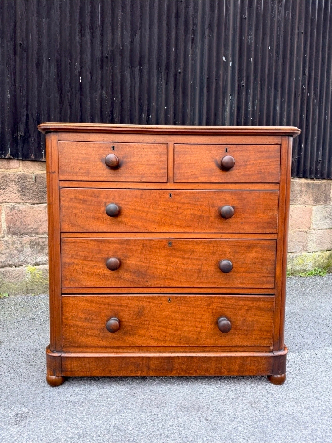 Antique Mahogany Chest Of Drawers, Victorian Original, 5 Drawers, Bedroom
