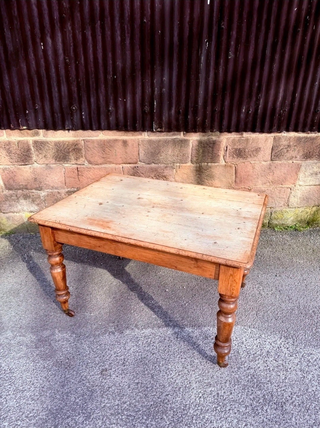 Victorian Farmhouse Scrub Top Pine Dining Table C1880. Country, Kitchen, Rustic